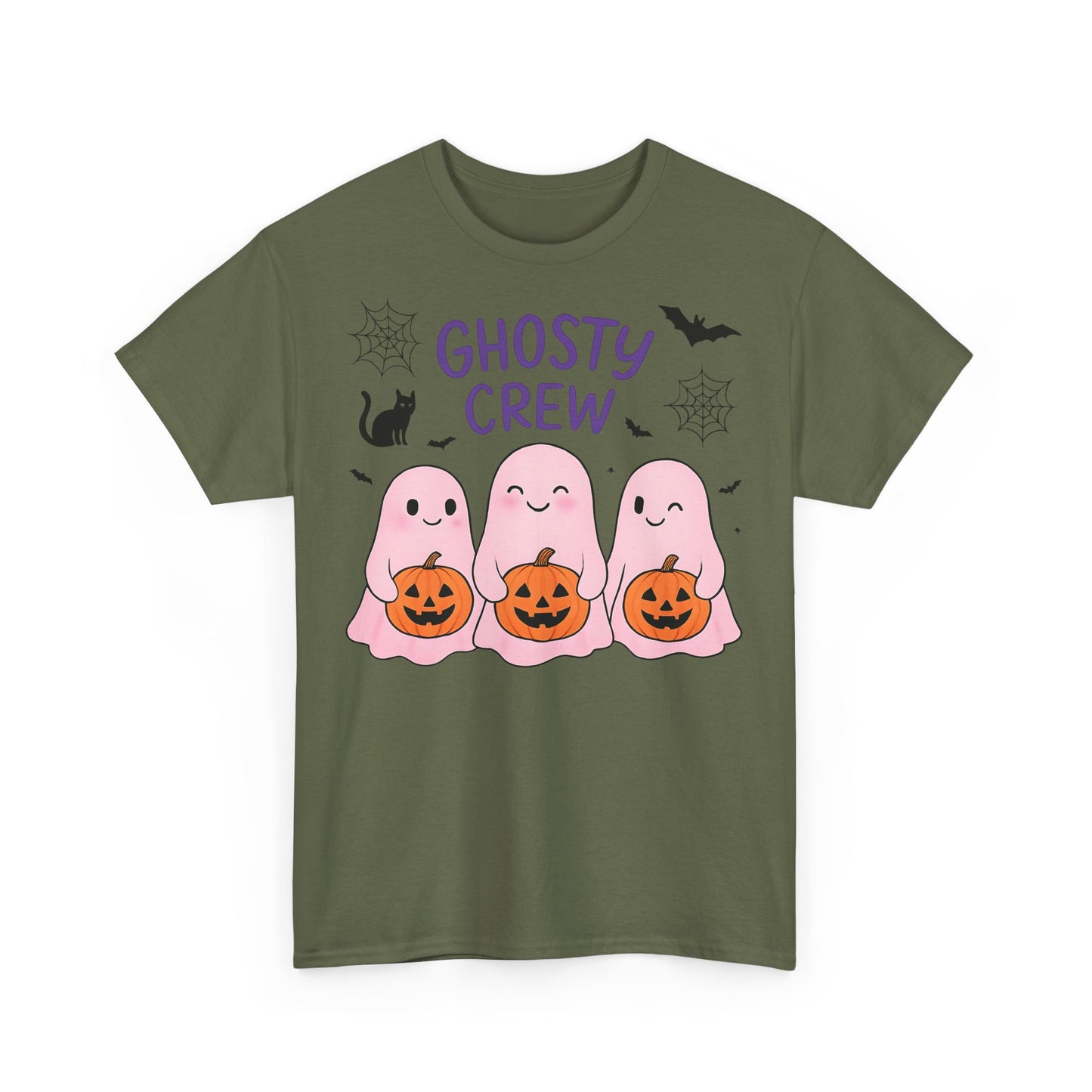 Ghosty Crew Halloween Tee, It’s great for spooky season gatherings, casual outings, or simply lounging at home with friends