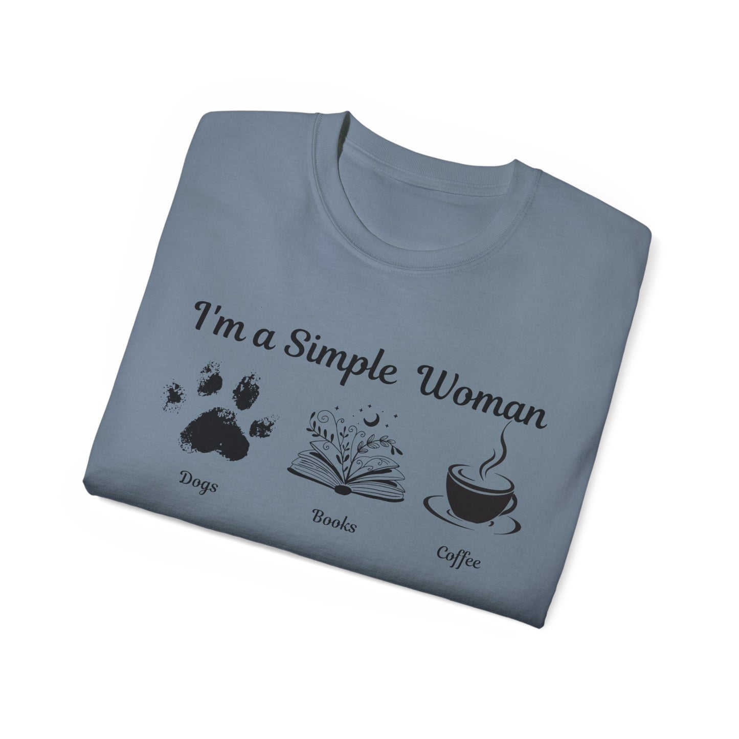I'm a Simple Woman T Shirt, Paw Print Shirt, express your pet love and book nerd vibes whilst sipping on your caffine fix.