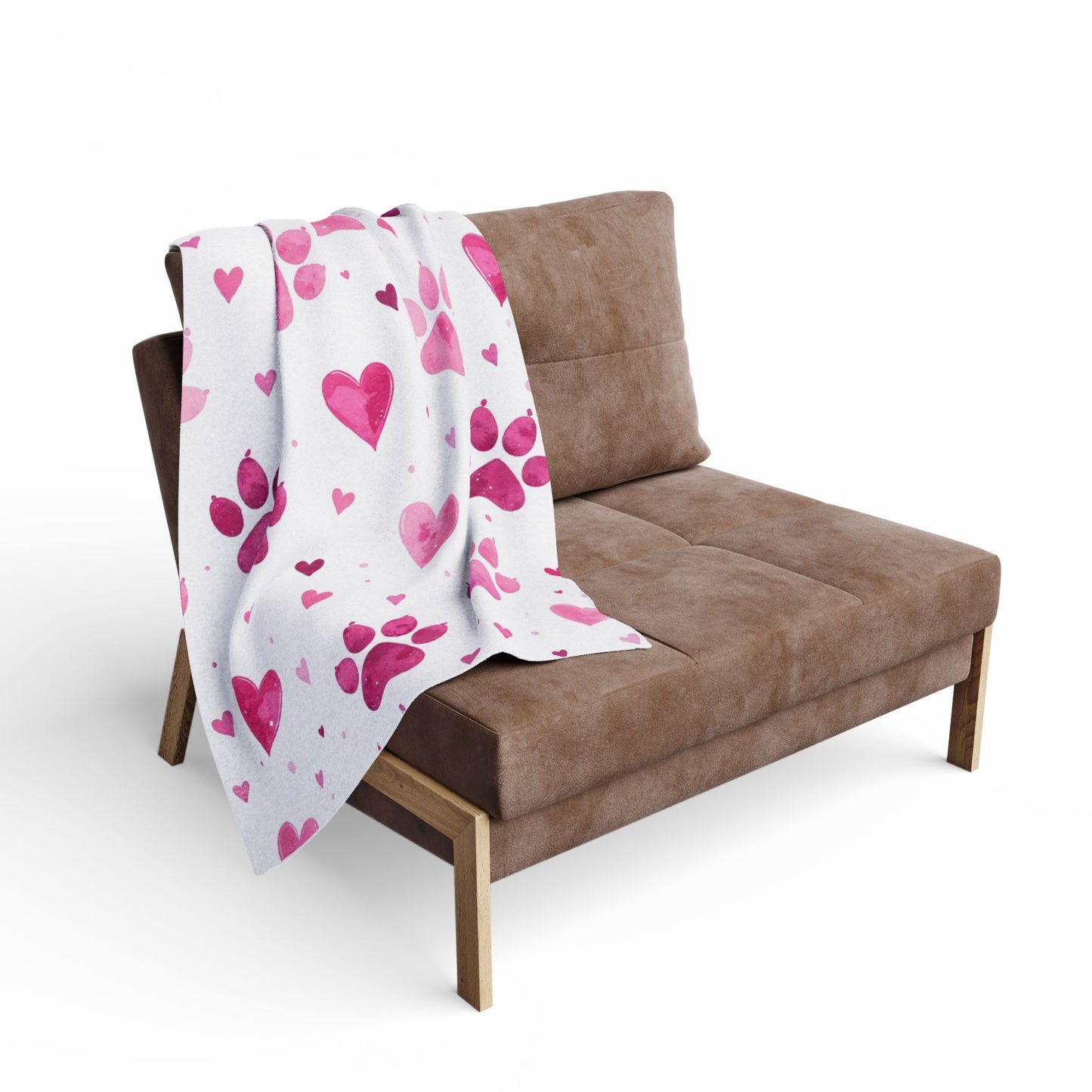 Fleece Blanket, Pink Paw Prints, perfect for pet lovers.