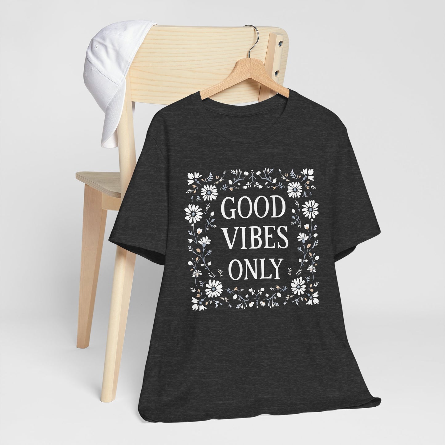 Good Vibes Only Cotton floral design tee, Self Care Gift, Mindfulness Shirt, festival fashion