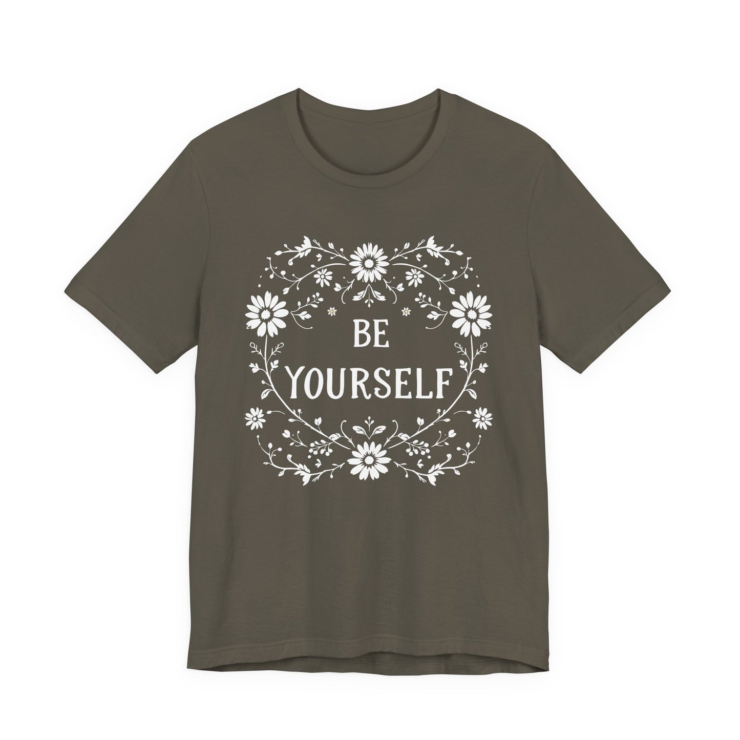 Be Yourself Shirt, Cotton floral design tee, Self Care Gift, good vibes t, festival fashion