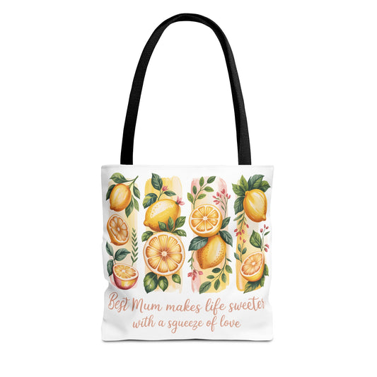 Best Mom Tote Bag, Lemon Print, lemon birthday gift