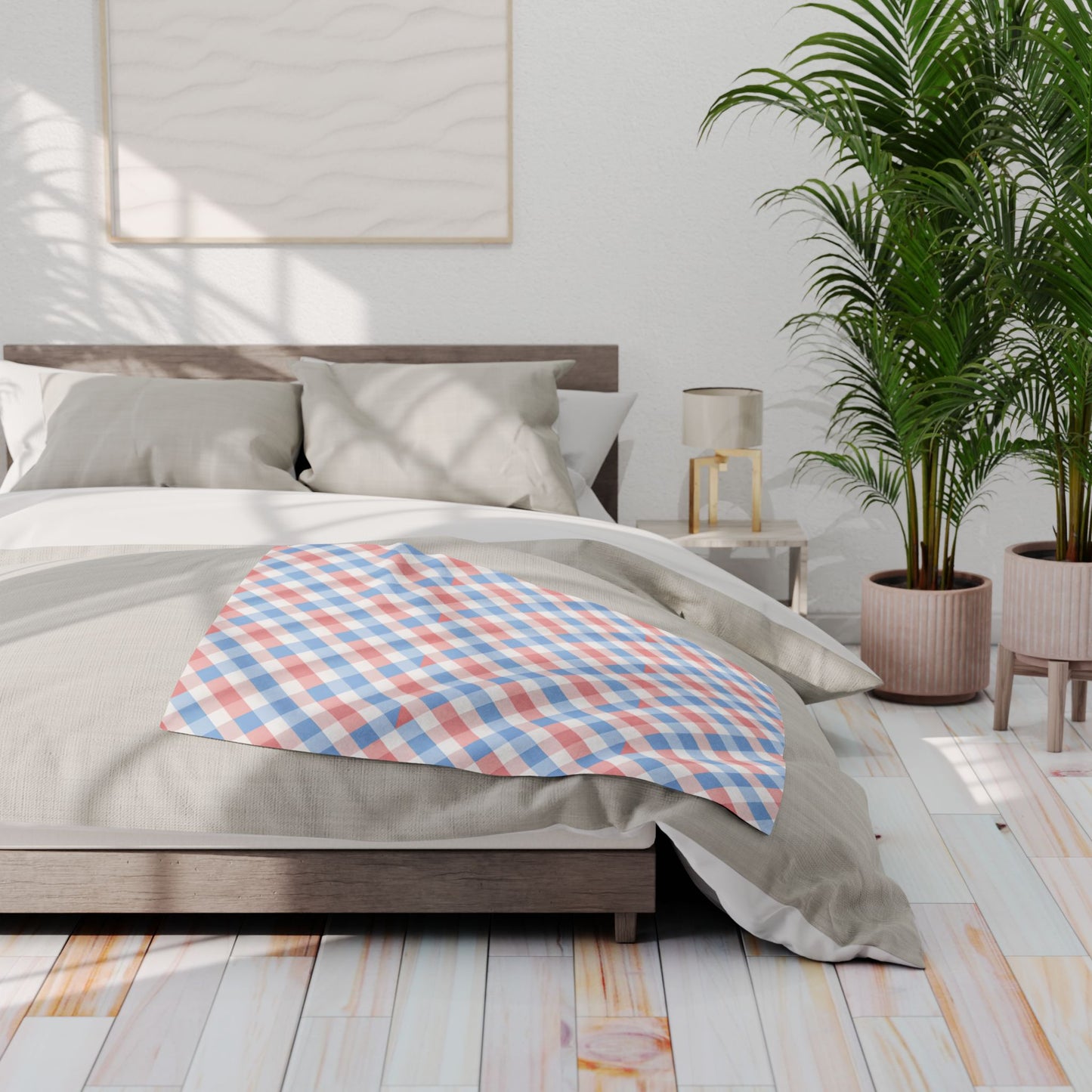 Abstract Check Plaid, Modern Geometric Throw Blanket, Colorful Playful Funhaus Pattern.