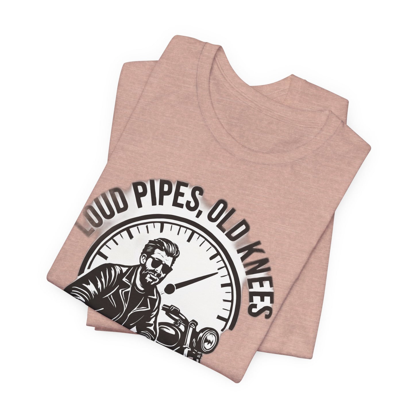 Loud Pipes No Apologies Biker Tee, This funny biker shirt encapsulates the essence of true biker fashion with its bold design and vintage motorbike vibe.