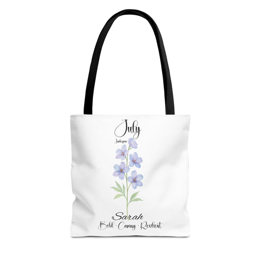 Personalized birth month flower tote bag for her, milestone birthdays, bestfriend gift.