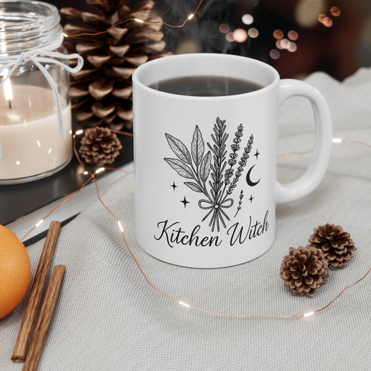 Kitchen Witch Mug, Perfect as a witchcraft gift, this witches tea cup blends seamlessly with your witchcraft mug collection, adding a dash of whimsy and intrigue.