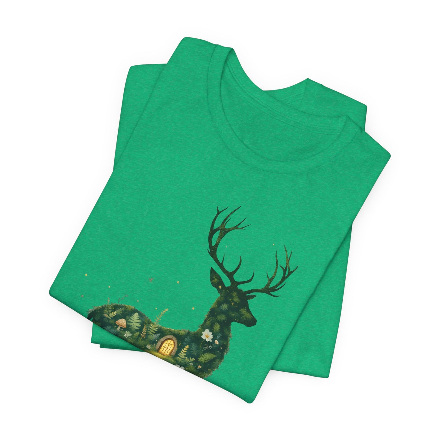 Moss Deer Silhouette Shirt, Forestcore Tee, Botanical Nature Animal Print, Woodland Gift