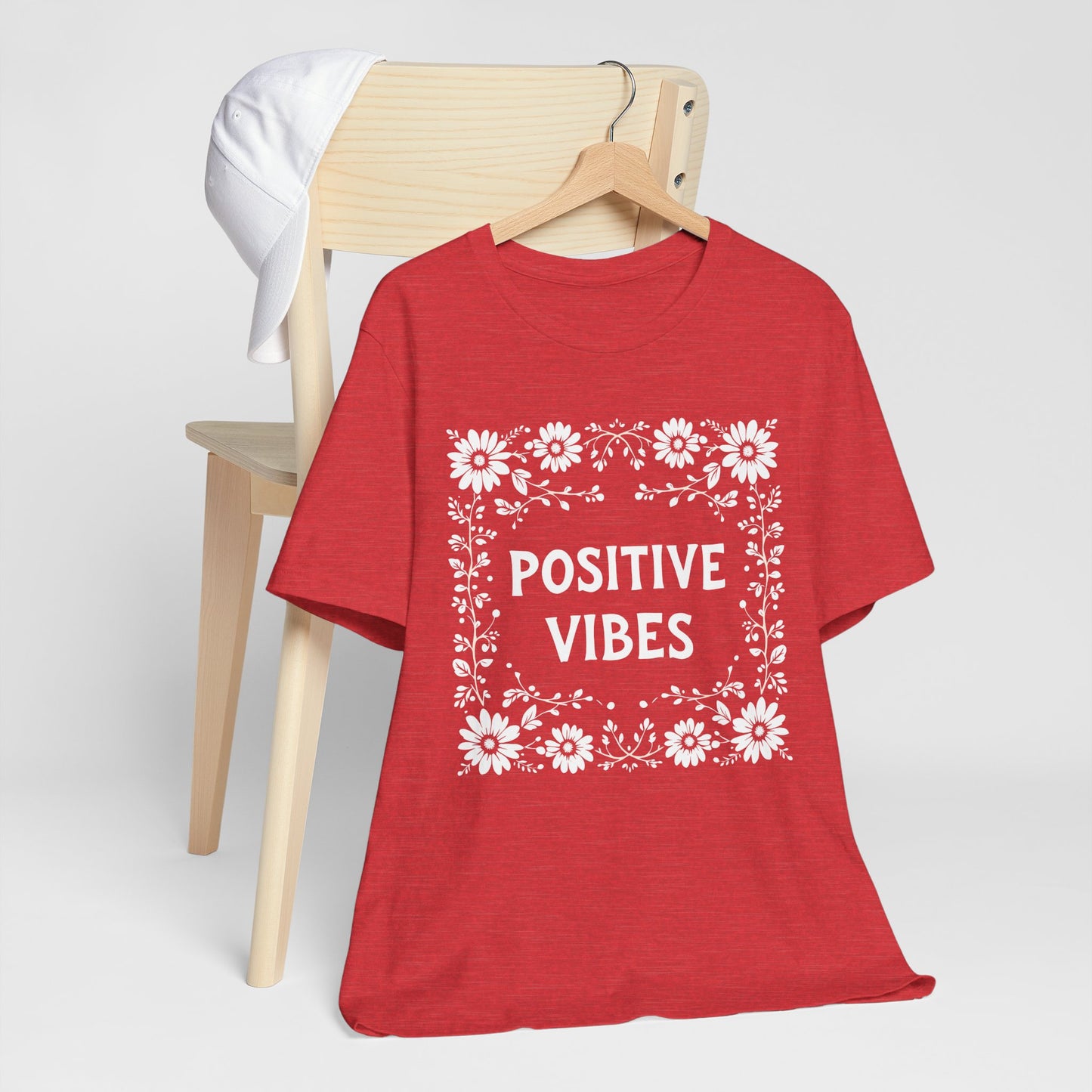 Positive Vibes Shirt, Cotton floral design tee, Self Care Gift, good vibes t, festival fashion