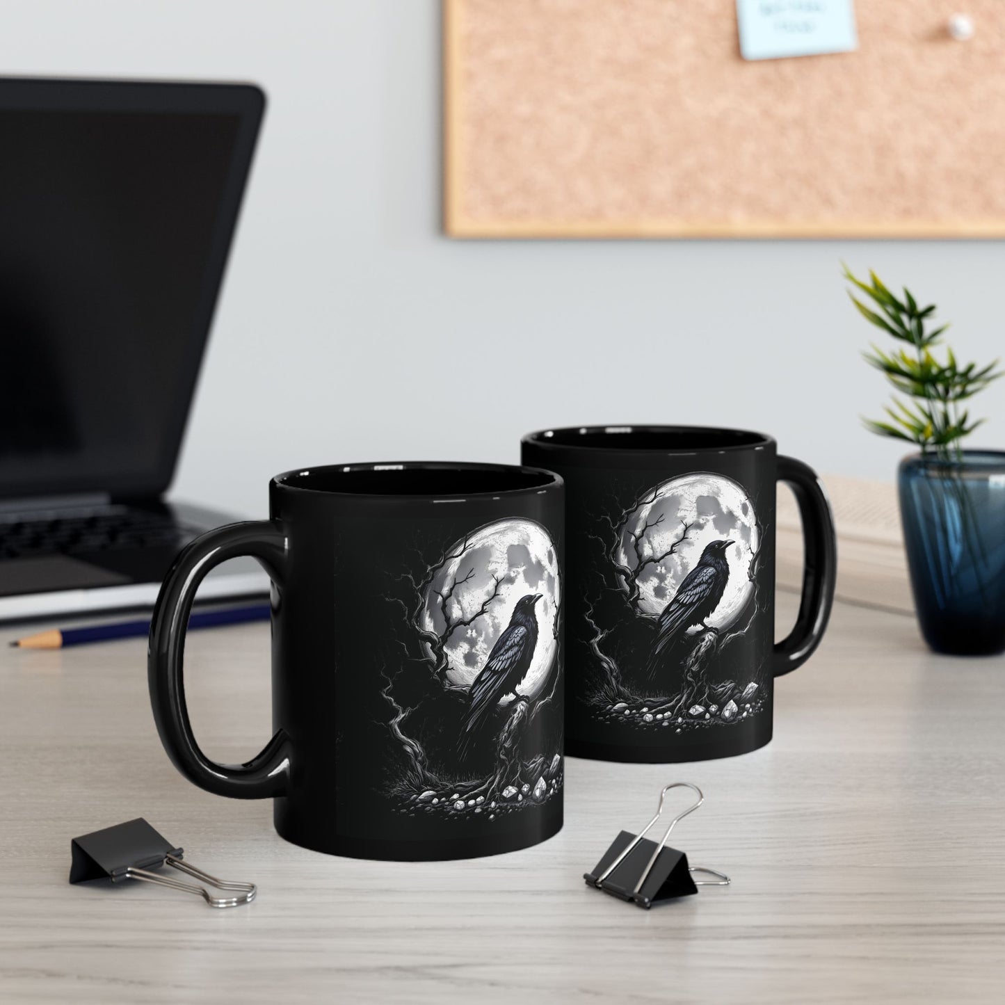 Gothic Raven Black Mug, Witchy 15oz Coffee Cup, Raven Mug, Gothic Coffee Mug, Witchy Mugs, Moon Mug, Raven Gifts