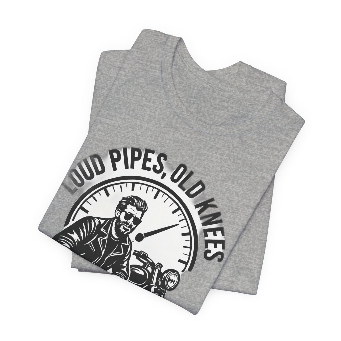 Loud Pipes No Apologies Biker Tee, This funny biker shirt encapsulates the essence of true biker fashion with its bold design and vintage motorbike vibe.