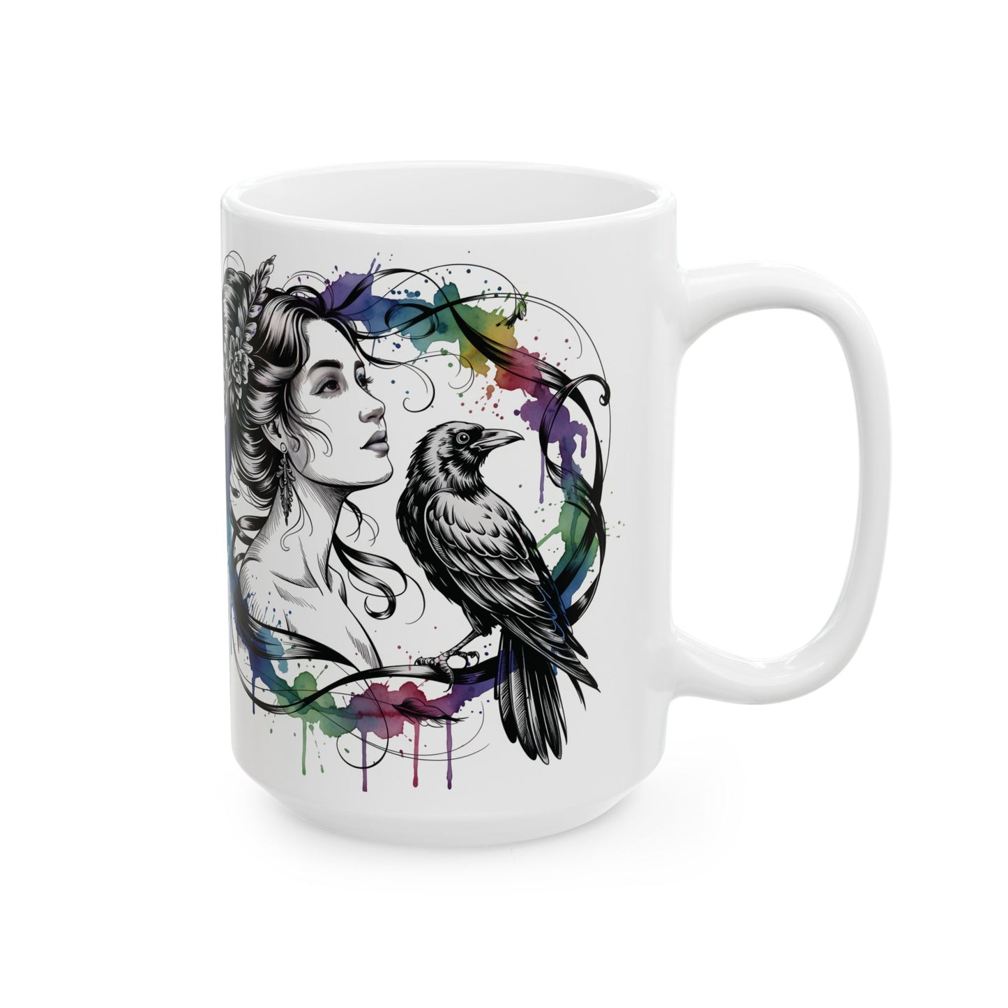 Morrigan mug, raven coffee cup,dark goddess witchy gift for her, ceramic alternative gift.
