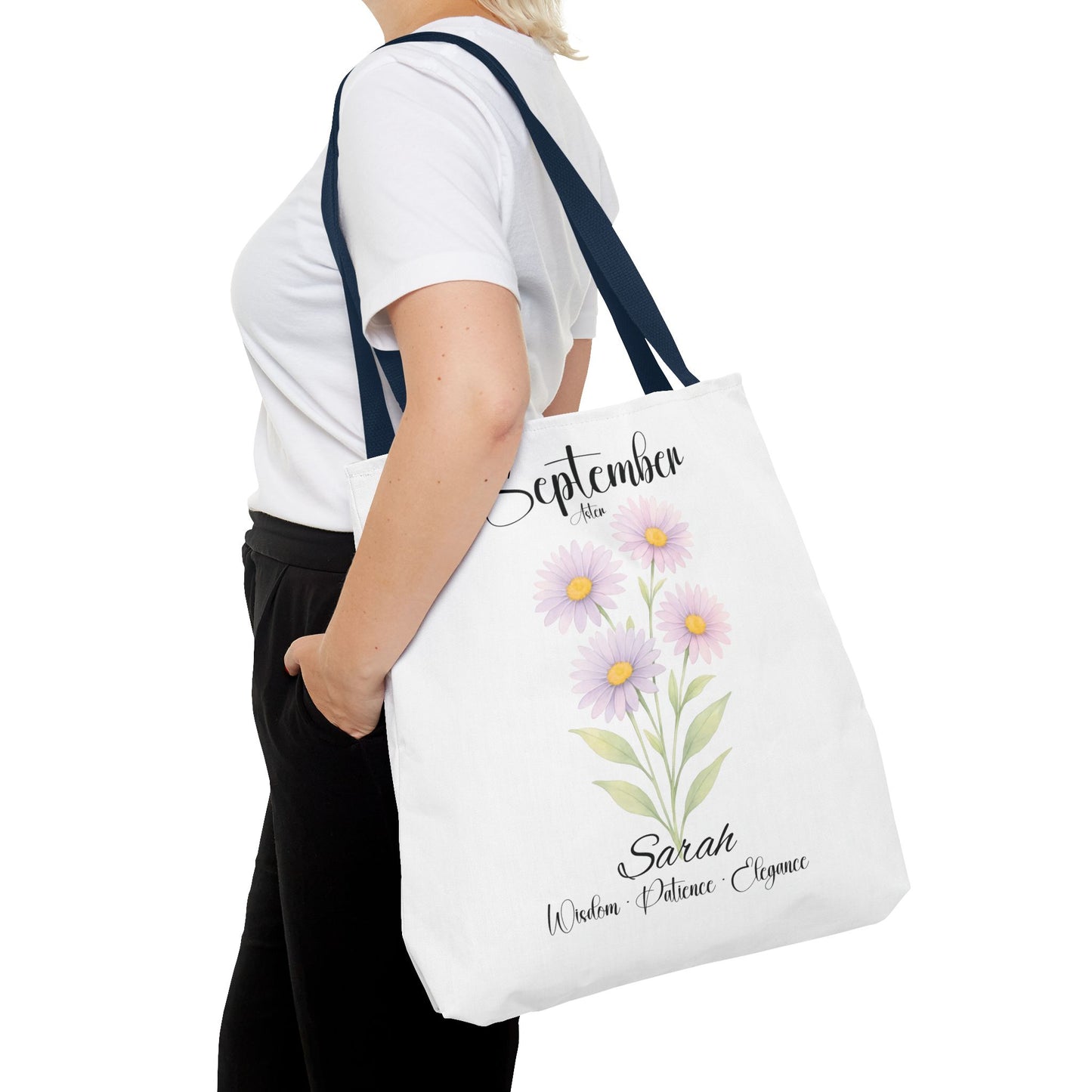 Personalized Best Friend tote bag for her, Birth Month Flower, milestone birthdays.