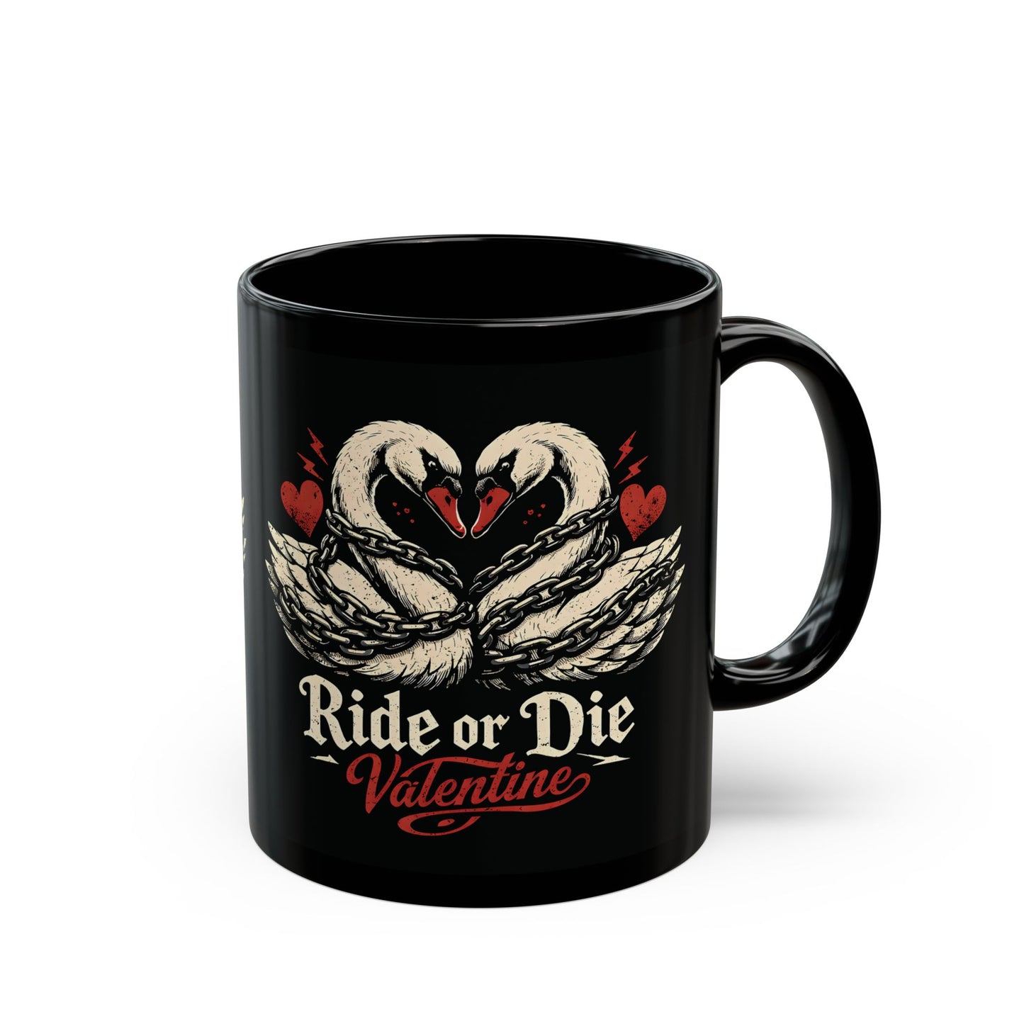 Ride or Die Valentine Mug | Swans Heart Illustration