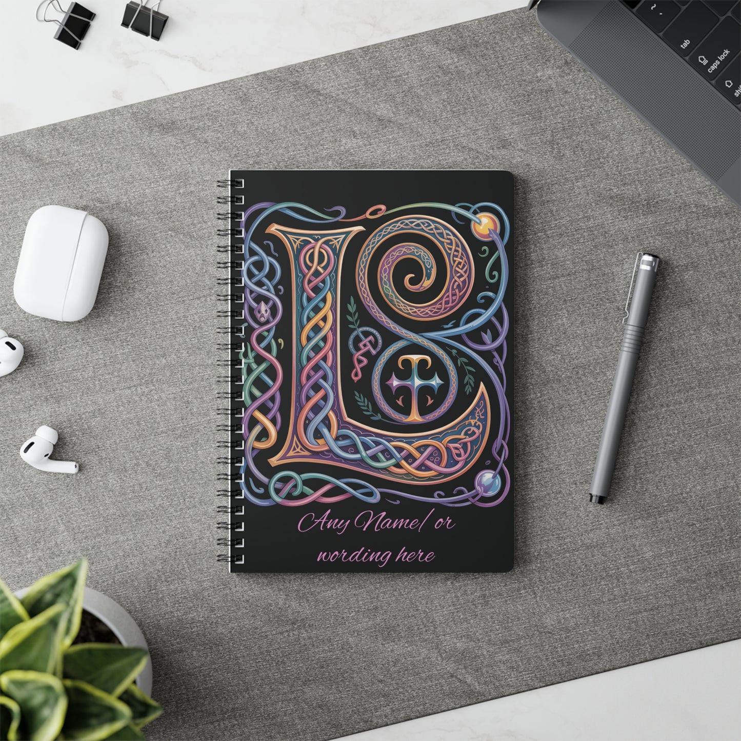 Personalized Norse Witchy Monogram A5 Notebook, Custom Journal,Monogram Notebook, Grimoire Journal, Book Of Shadows, Viking Grimoire Journal