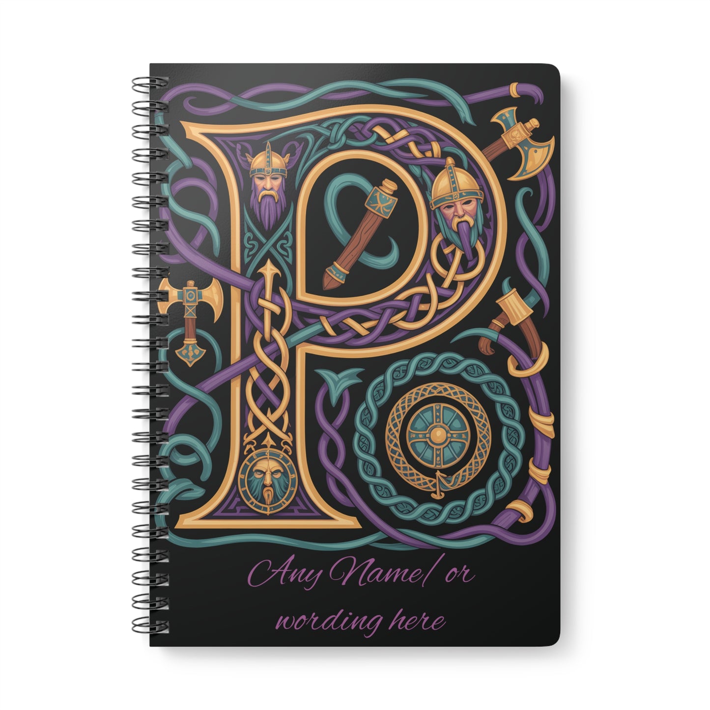 Personalized Norse Witchy Monogram A5 Notebook, Custom Journal.