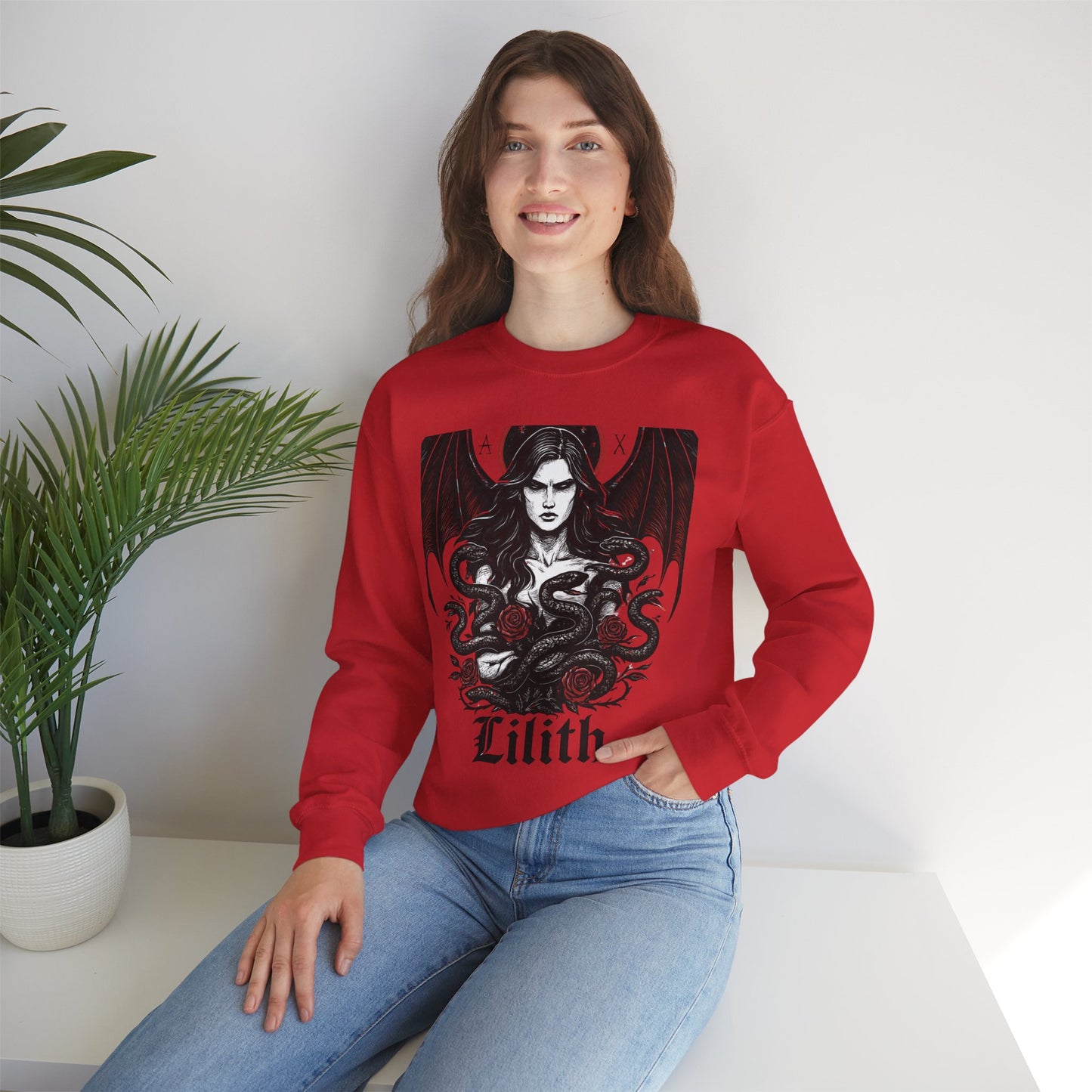 Lilith Goddess Sweater •Divine Feminine Dark Goddess Sweatshirt •Witchy Gothic Pullover • Pagan Occult Clothing •witchy stuff •Lilith Design