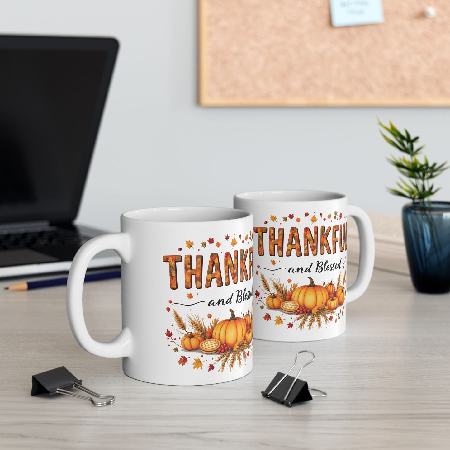 Thankful Fall Ceramic Mug,  Perfect Gift for Thanksgiving,  Seasonal Home Decor