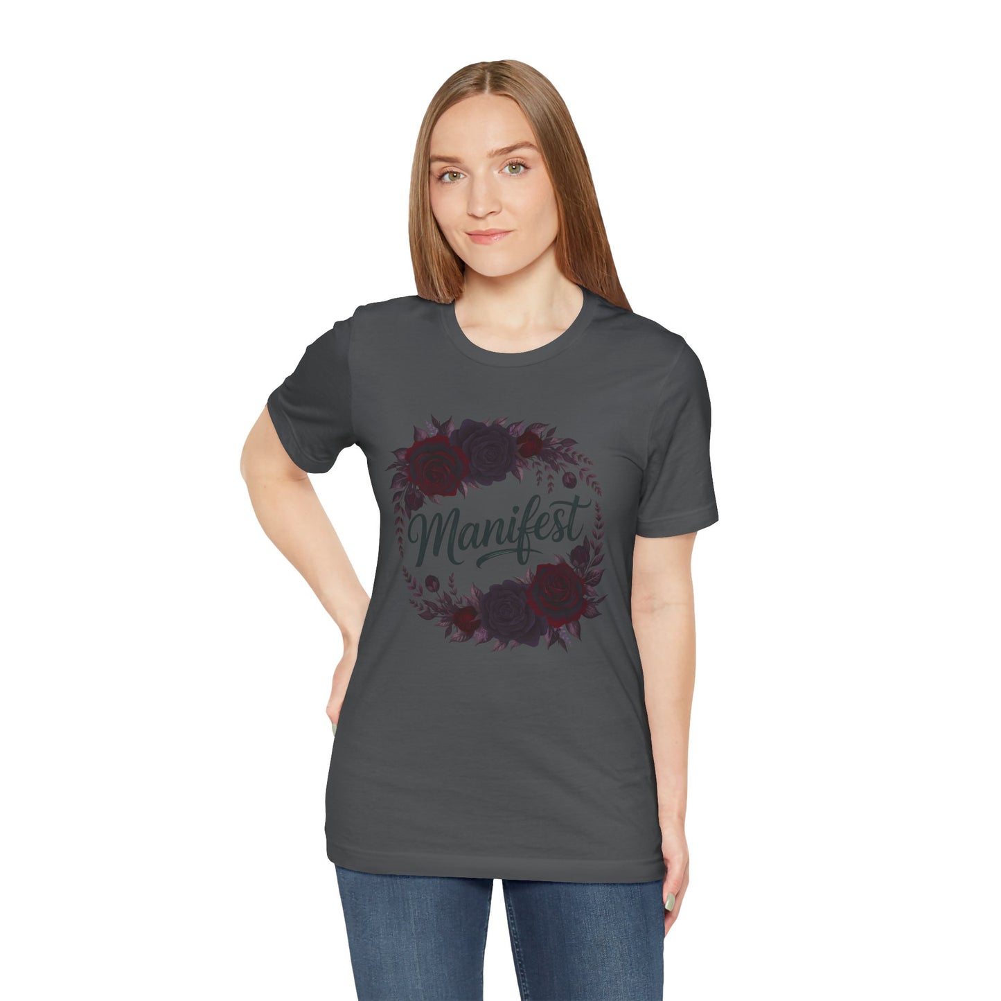 Manifest Witchy T-Shirt | Dark Feminine Floral Shirt | Witchy Glam Manifestation Tee | Spiritual Goddess Moon Graphic Top