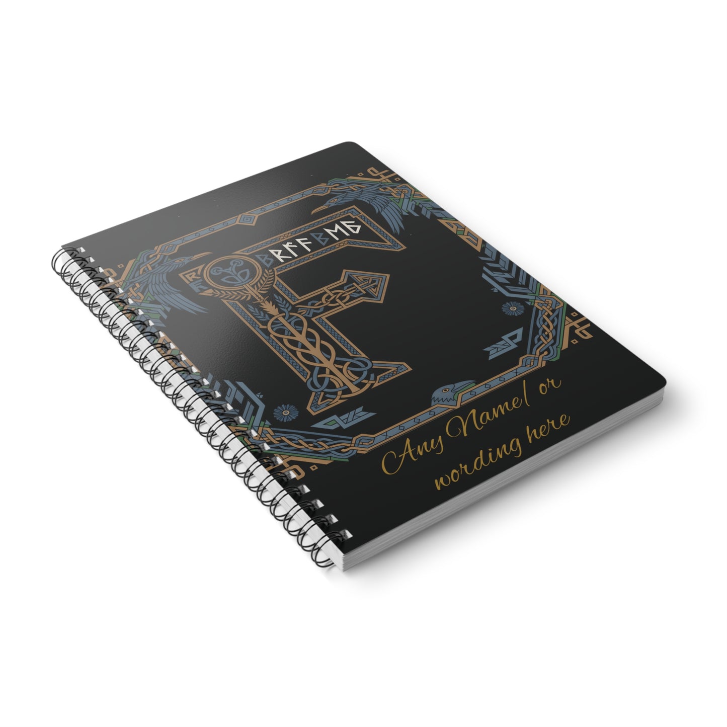 Personalized Norse Witchy Monogram A5 Notebook, Custom Journal,Monogram Notebook, Grimoire Journal, Book Of Shadows, Viking Grimoire Journal