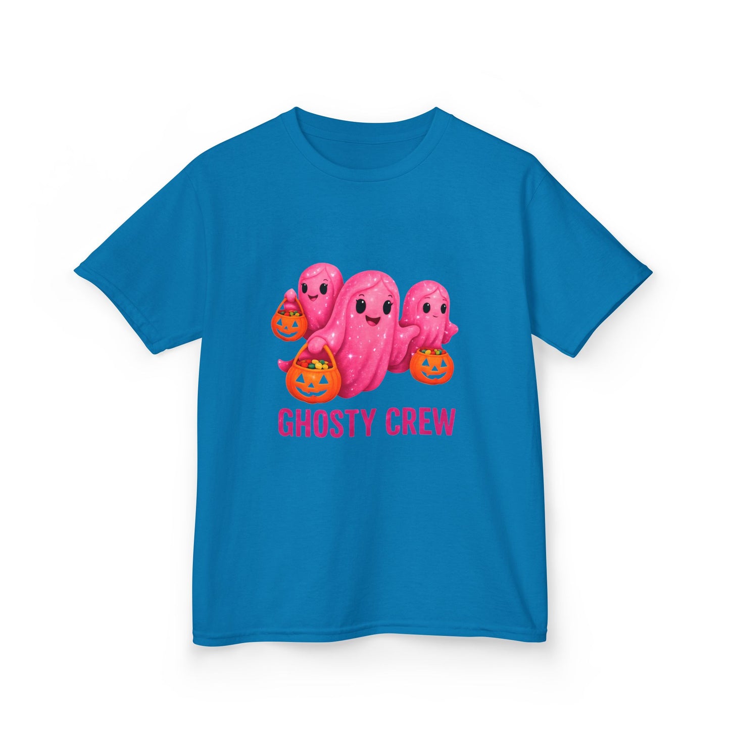 Pink Ghosty Tee Kids Heavy Cotton™ Tee, Be part of the ghosty crew and embrace the Halloween vibe with this playful design
