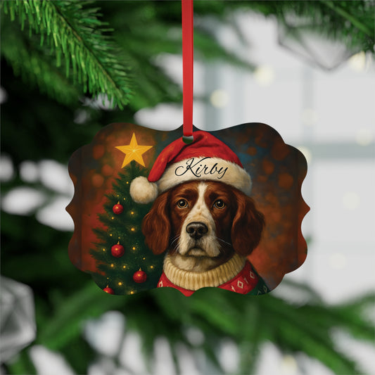 Festive Personalized Springer Spaniel Ornament,a heartfelt dog keepsake, personalized with your beloved buddy's name.