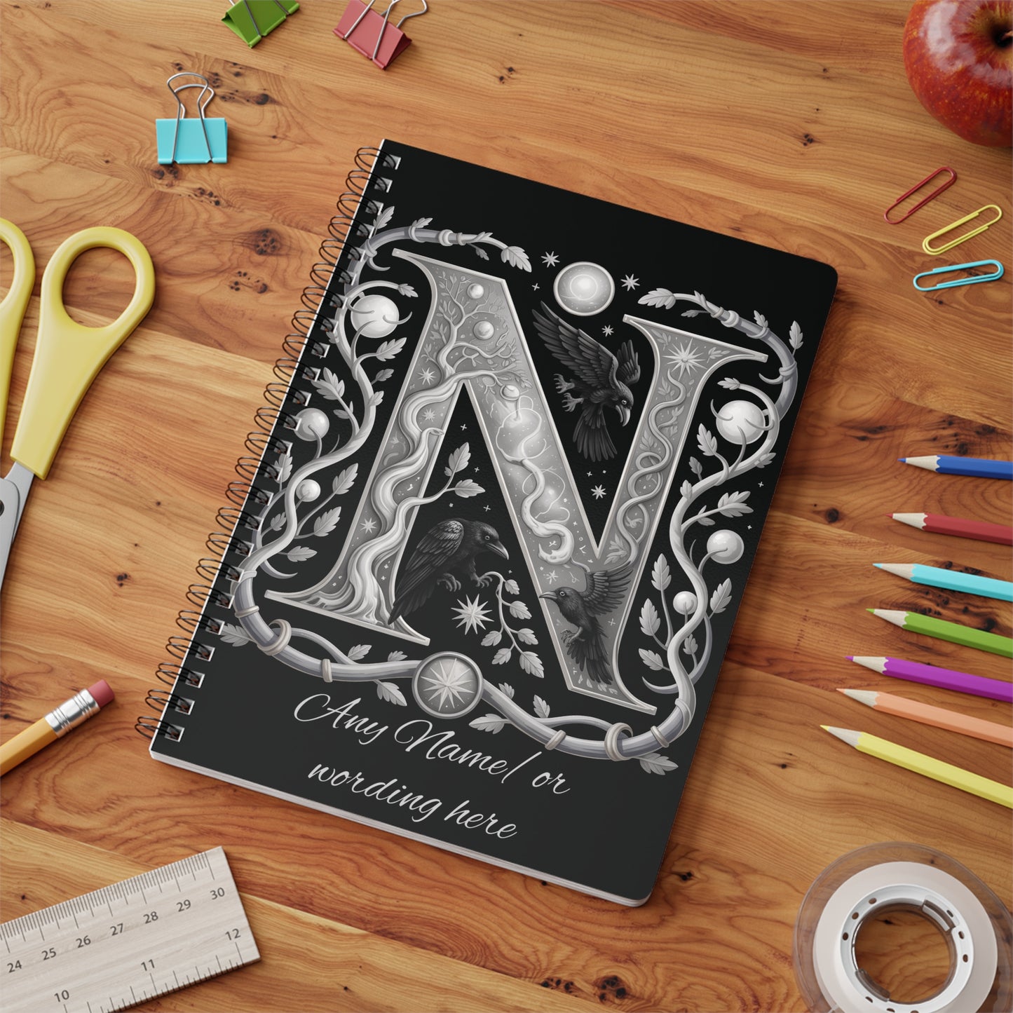 Personalized Norse Witchy Monogram A5 Notebook, Custom Journal.