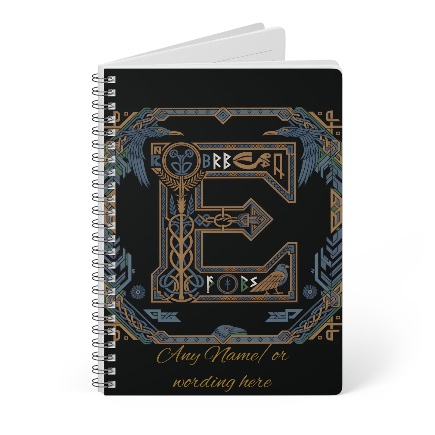 Personalized Norse Witchy Monogram A5 Notebook, Custom Journal,Monogram Notebook, Grimoire Journal, Book Of Shadows, Viking Grimoire Journal