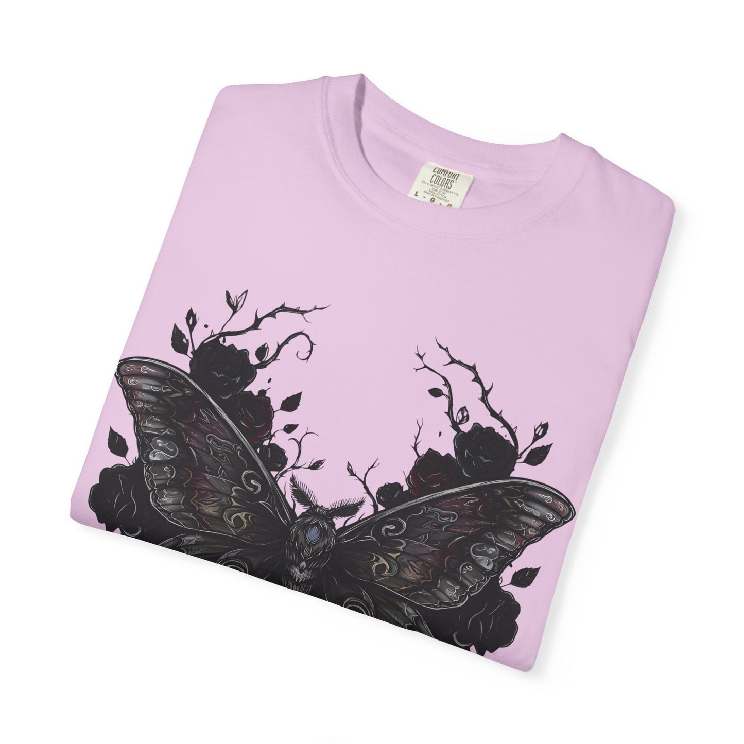 Death Moth Gothic Apparel | Dark Aesthetic Comfort Colours Tee | Alternative Goth T-Shirt