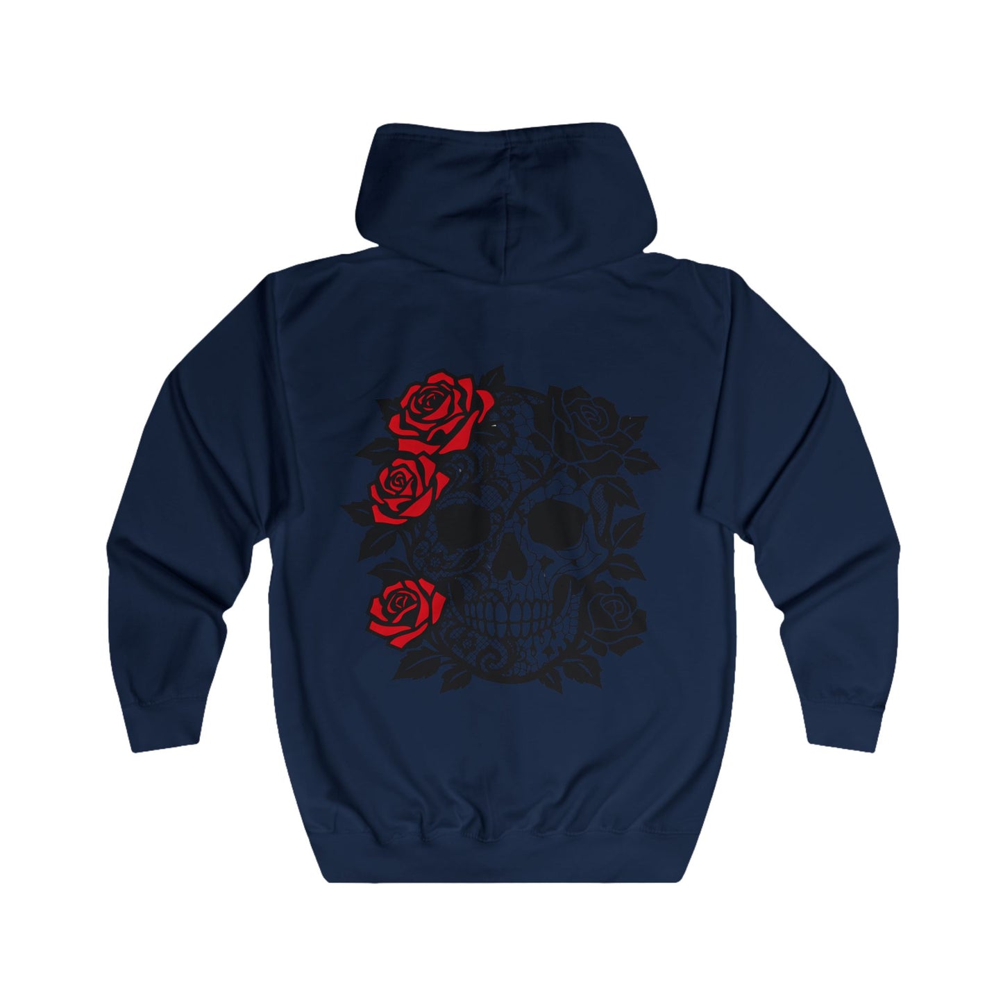 skull and roses gothic full zip hoodie, dark academia grunge clothing, alternative gifts.