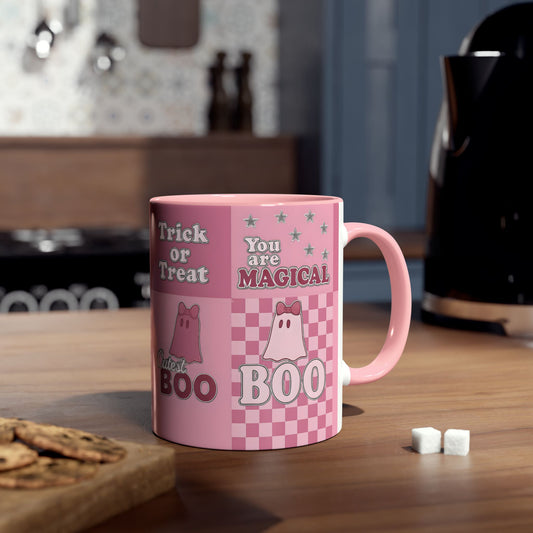 Pink Ghosty Boo Mug, this ghost mug is the embodiment of a cute Halloween mug, bringing the festive spirit to your morning brew.