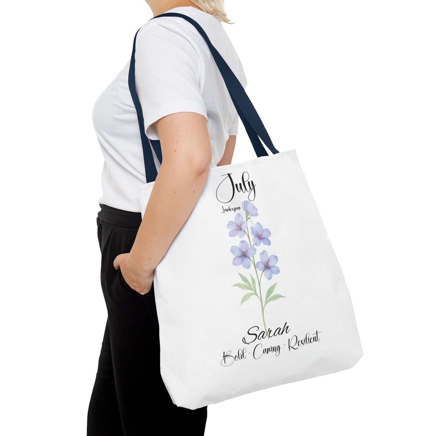 Personalized birth month flower tote bag for her, milestone birthdays, bestfriend gift.