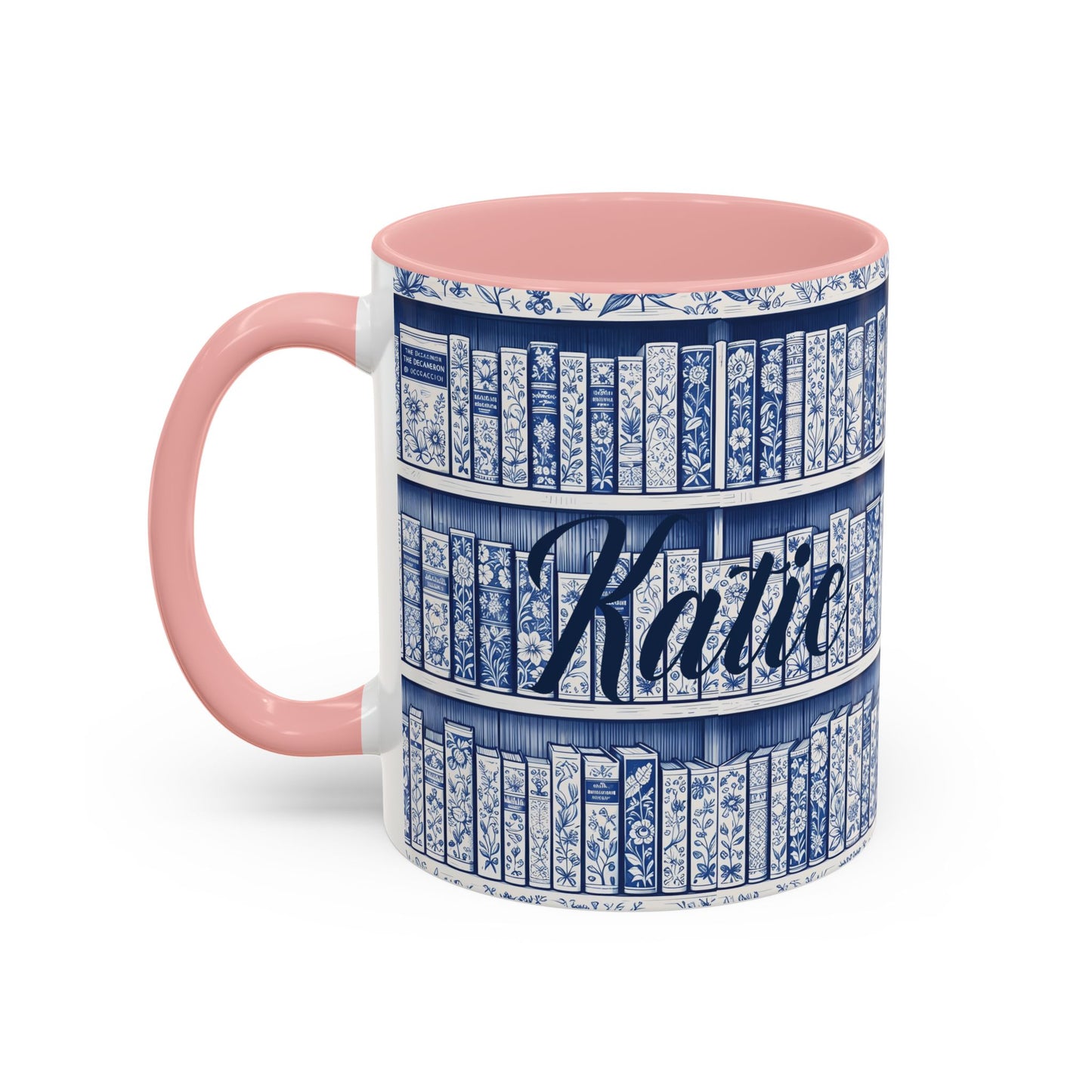 Personalized floral coffee cup, cozy reading bookish gift, book lover birthday gift.