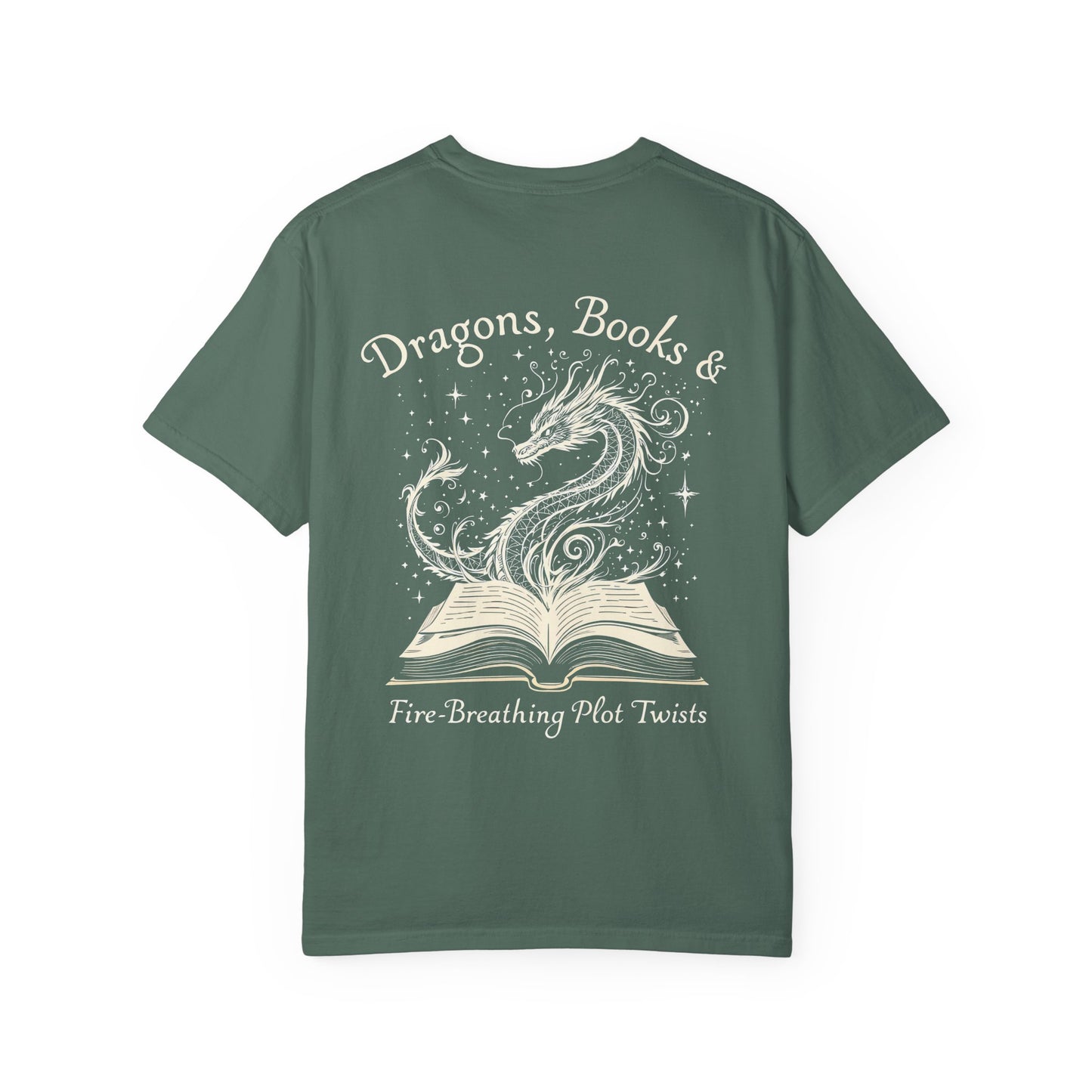 Book Lover Tee, Comfort Colors Dragon Shirt, Fantasy Reader, Bibliophile Gift.