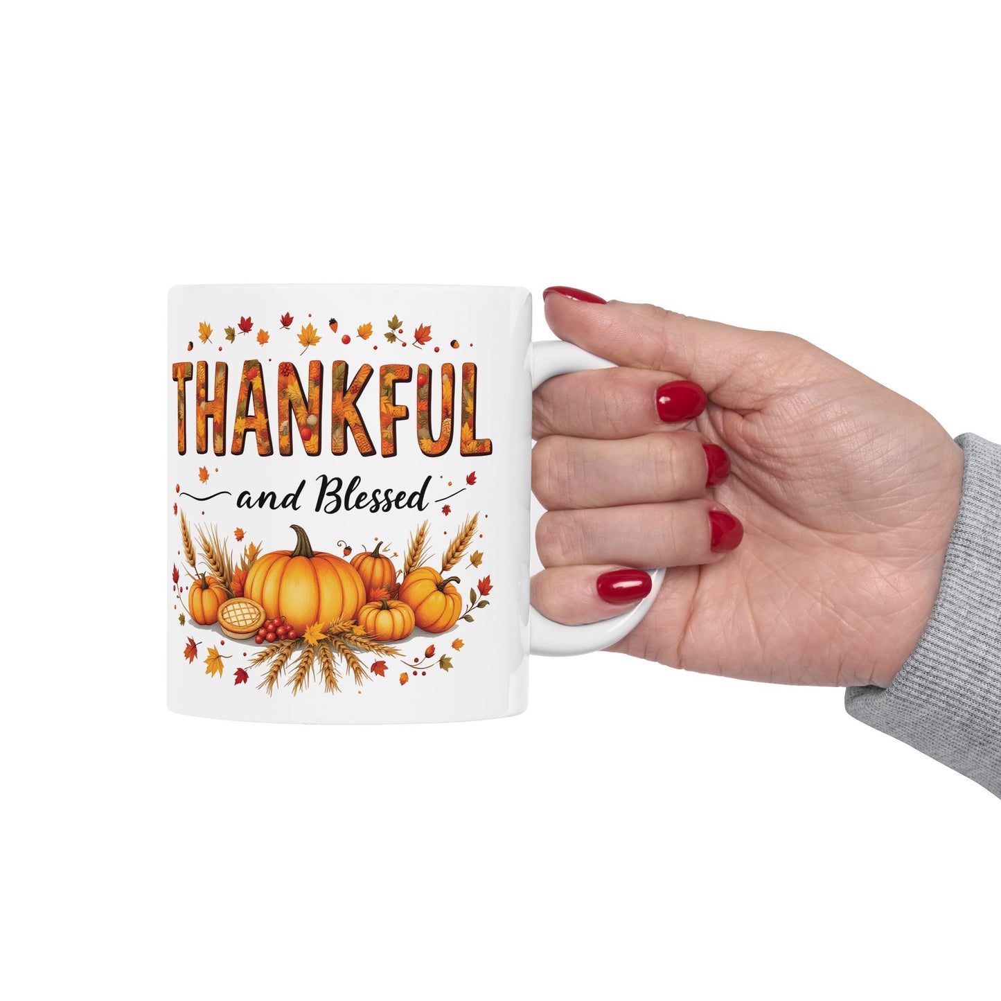 Thankful Fall Ceramic Mug,  Perfect Gift for Thanksgiving,  Seasonal Home Decor