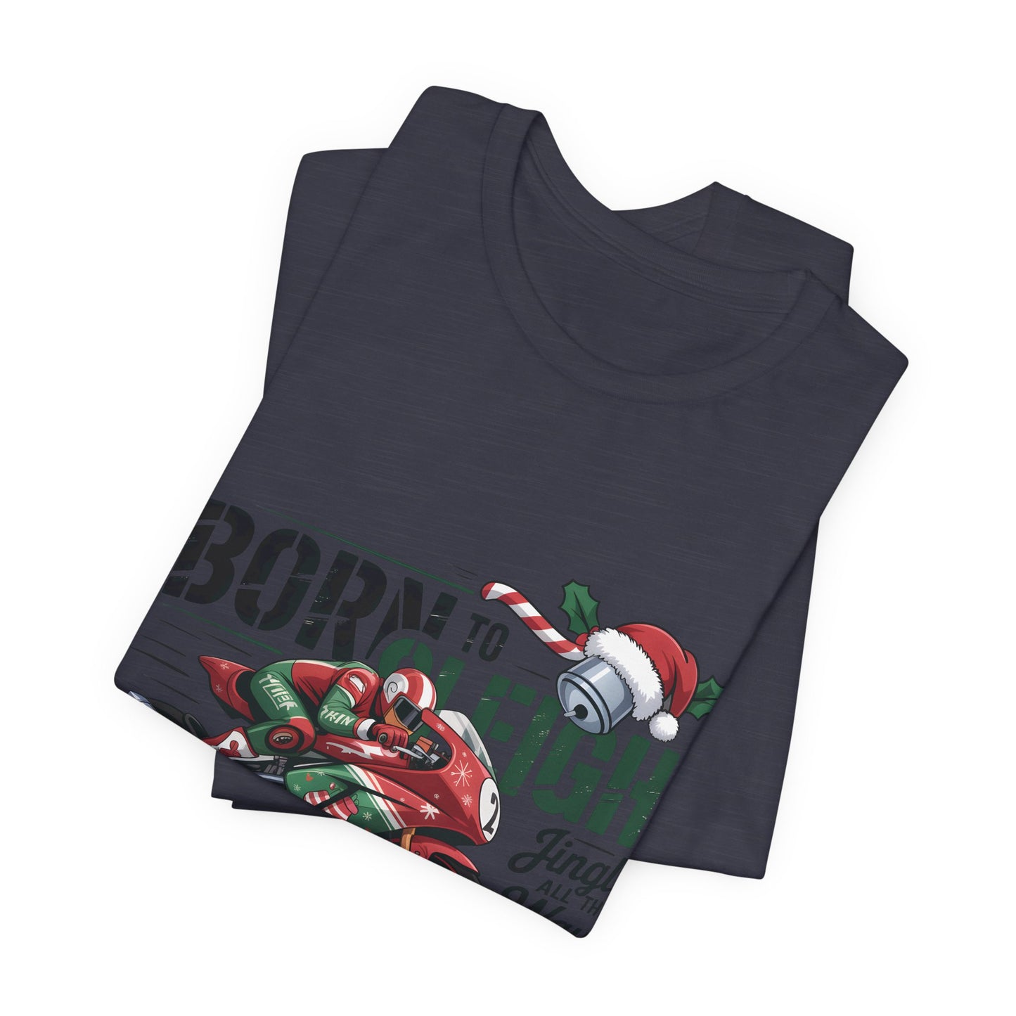Jingle Bells Biker T-shirt, Motorcycle Shirt,  this motorcycle shirt captures the spirit of the season and the open road. Perfect as a biker christmas gift.