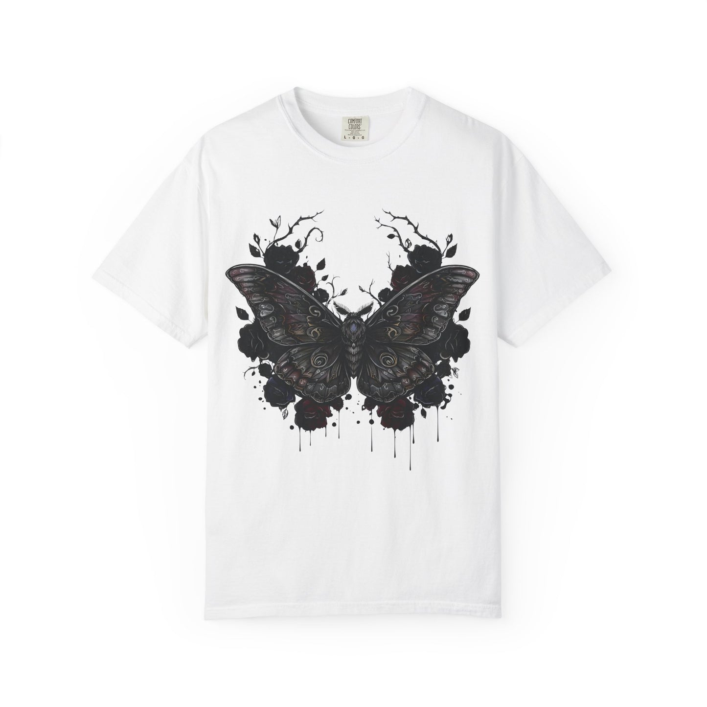 Death Moth Gothic Apparel | Dark Aesthetic Comfort Colours Tee | Alternative Goth T-Shirt