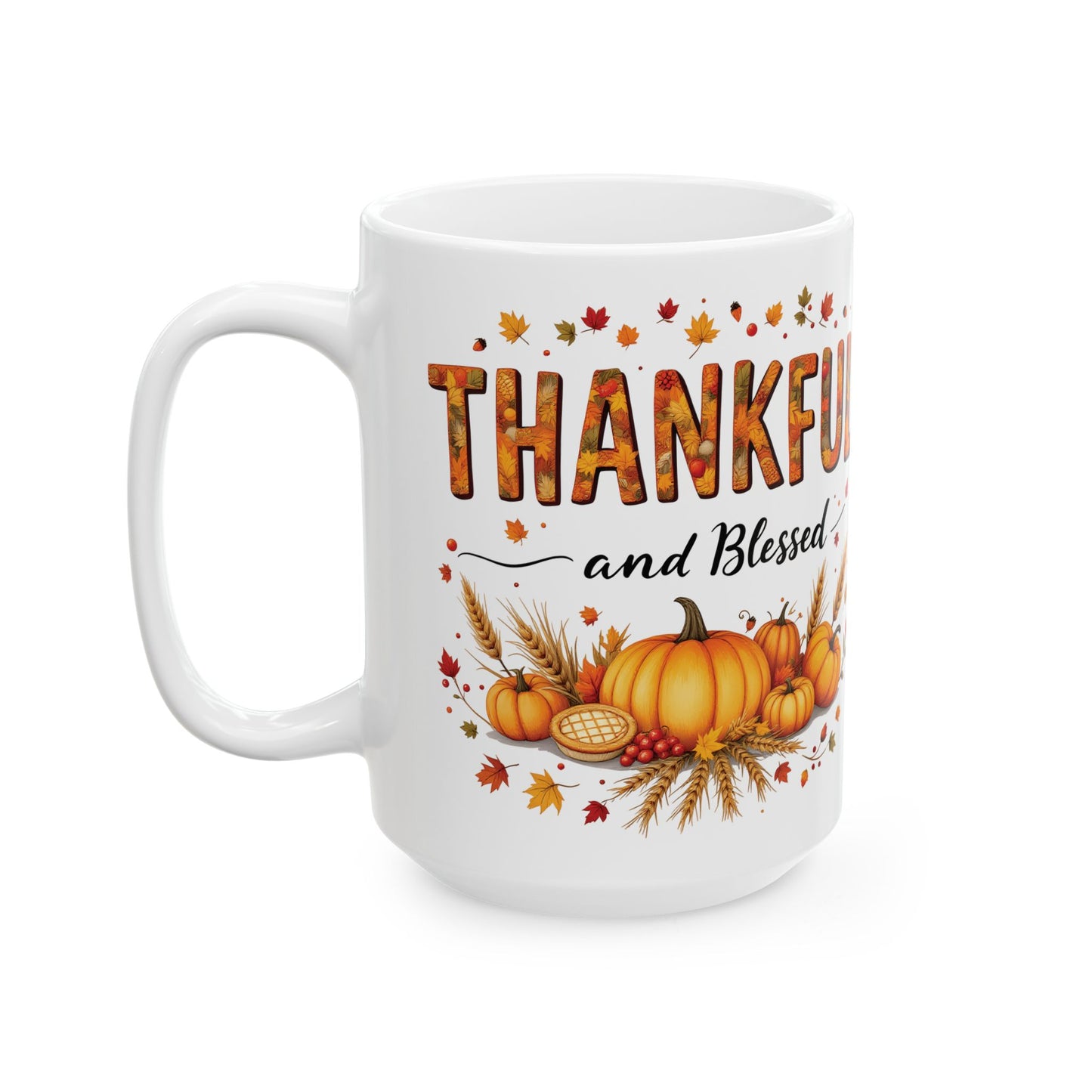 Thankful Fall Ceramic Mug,  Perfect Gift for Thanksgiving,  Seasonal Home Decor