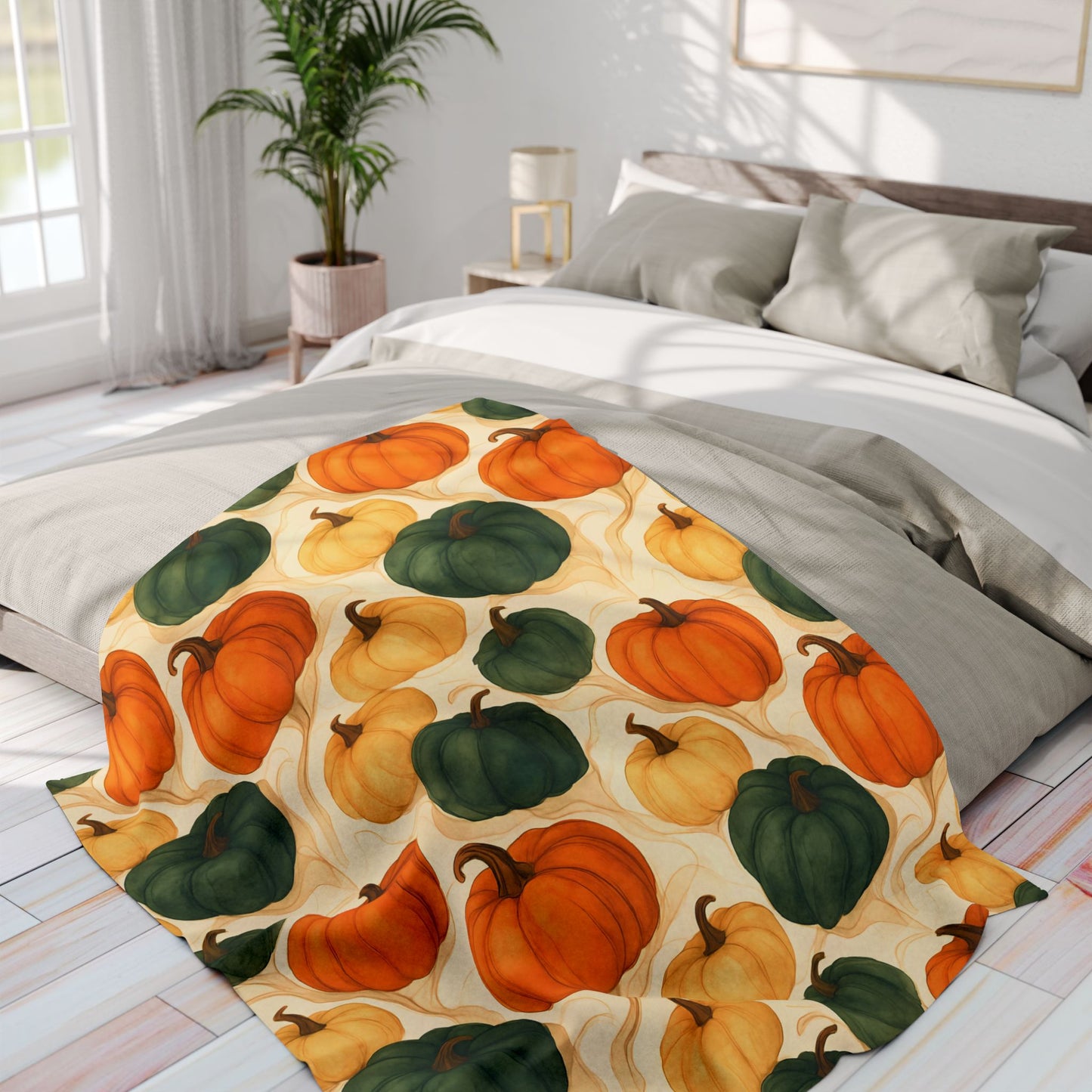 Autumnal Pumpkin Blanket Throw, Its timeless design effortlessly enhances your autumnal home decor, with its rich pumpkin hues offering a nod to nature's seasonal beauty. Whether draped over your sofa or used as a comforting autumn throw blanket.