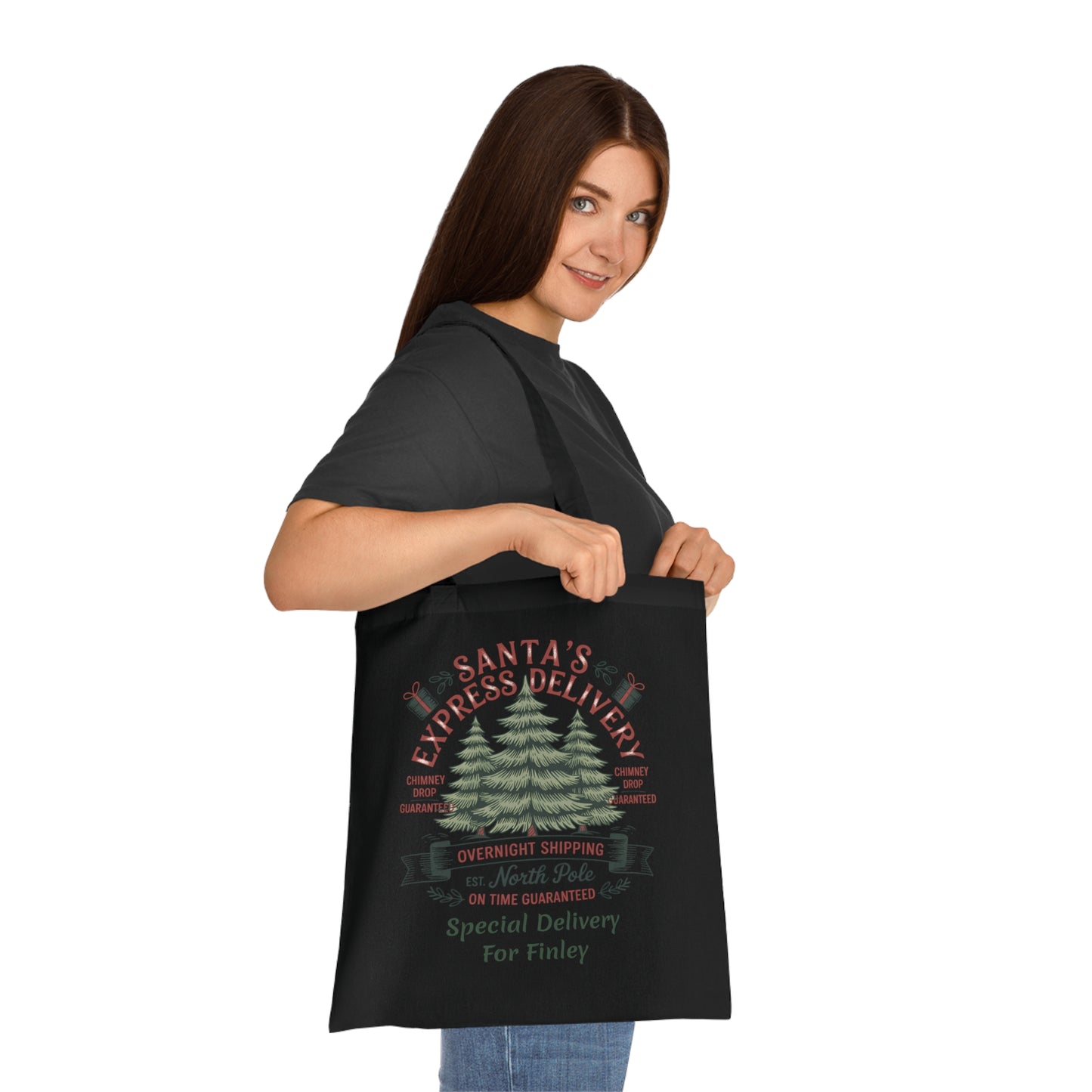 Personalised Santa's Express Delivery Cotton Tote Bag, Custom gift Bag.