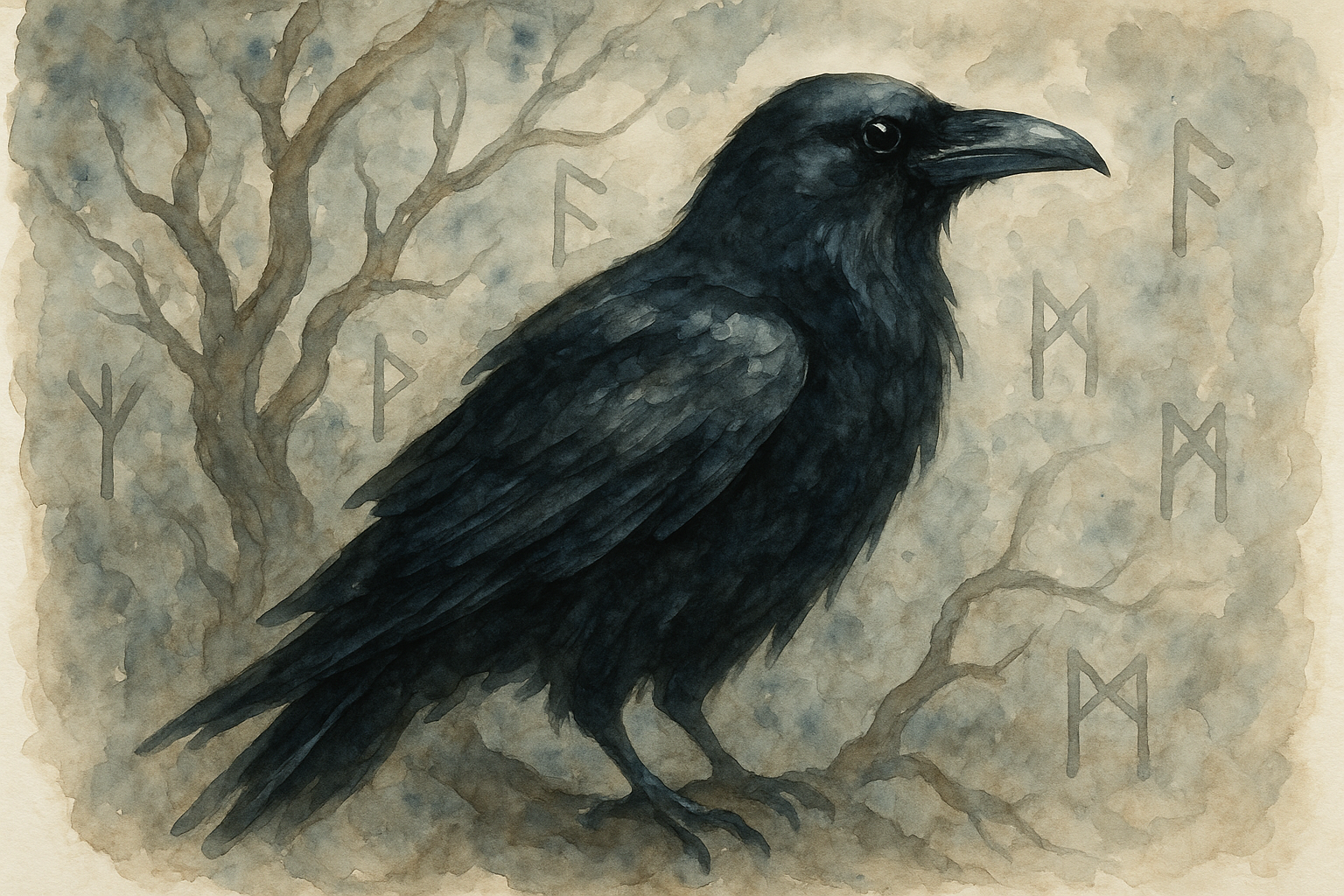 Create in a nordic pagan watercolour style